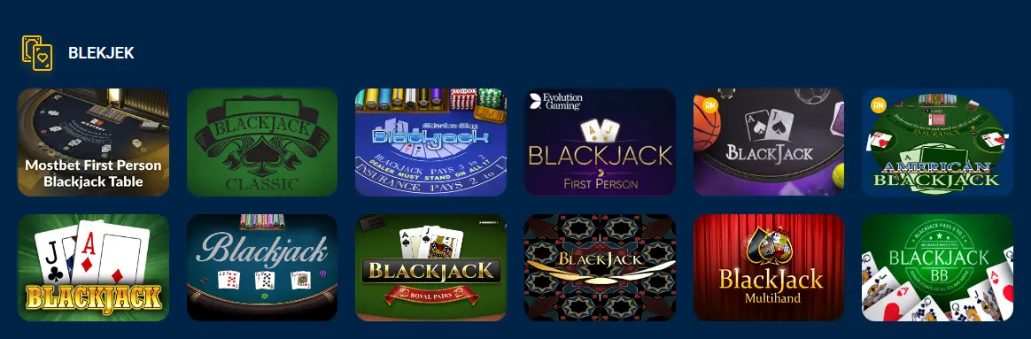 Mostbet kazinosida blackjack
