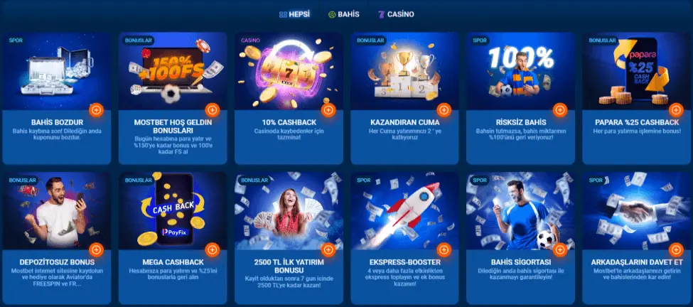 Mostbet Promosyonları ve Bonusları