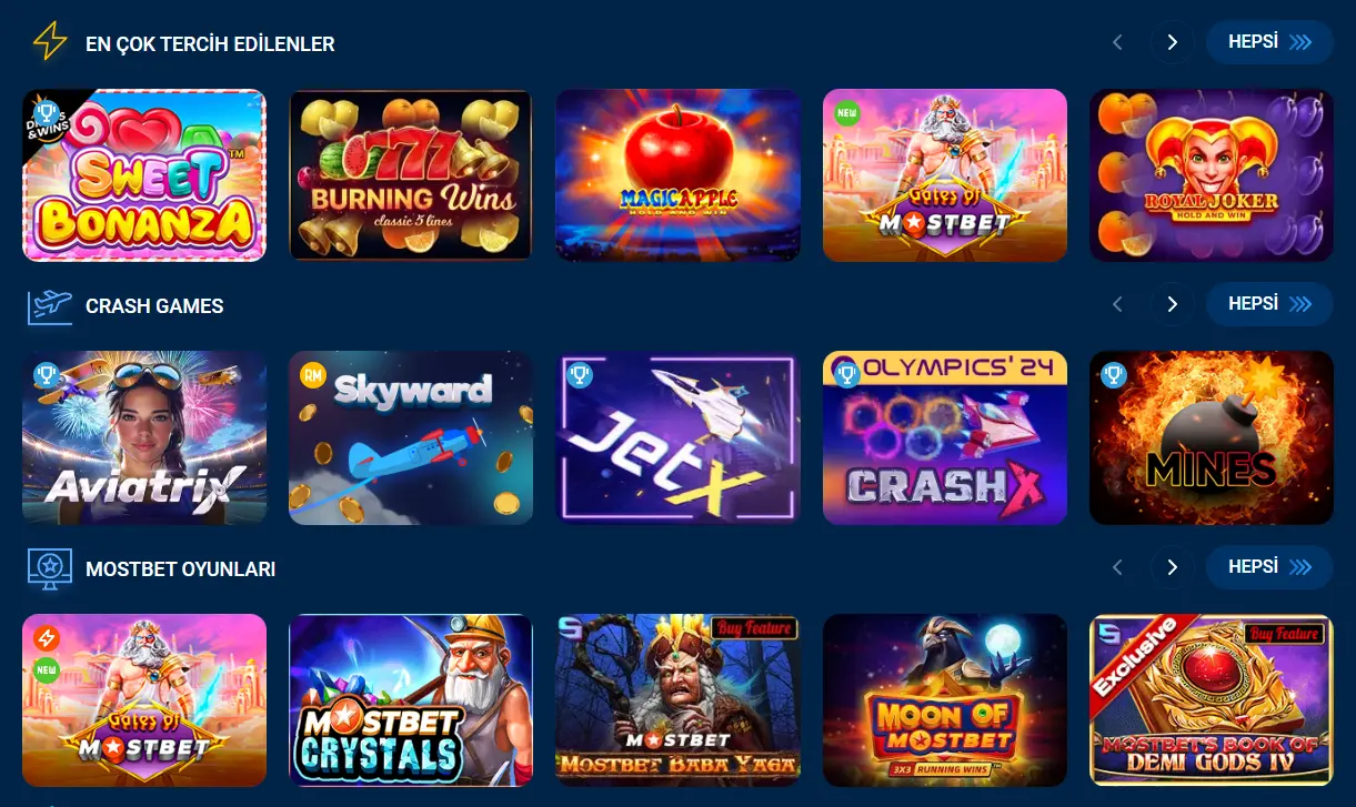 Mostbet casino slot makineleri