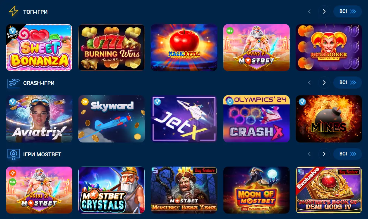 Ігрові автомати Mostbet казино